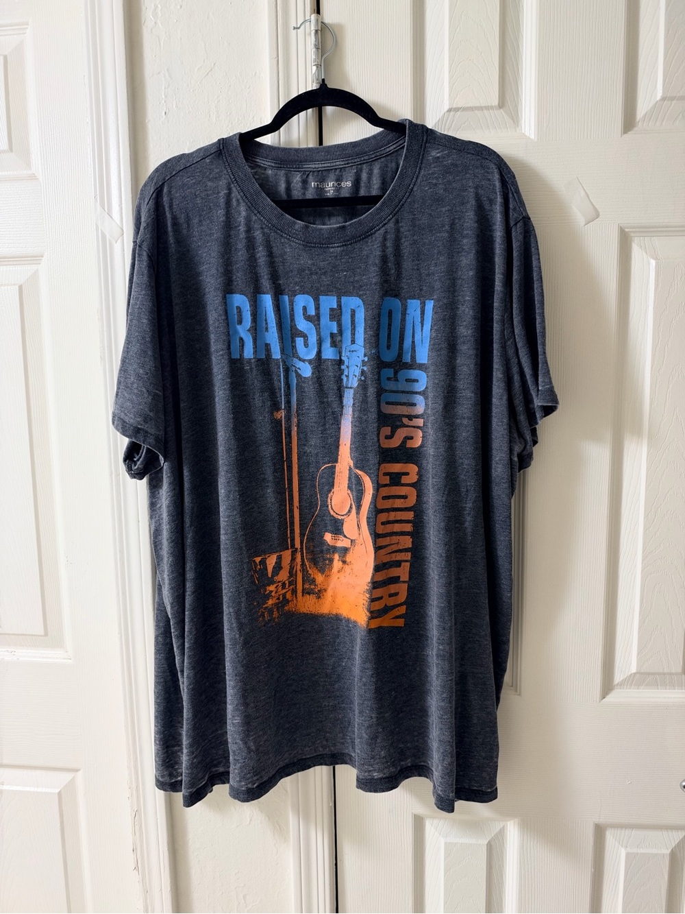 Maurices Charcoal Graphic Tee with Blue and Orange Design